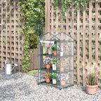 Outsunny mini greenhouse with plastic cover, steel frame with 3 shelves, 69x49x125cm, transparent - Borgè