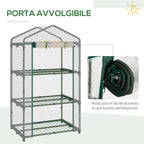 Outsunny mini greenhouse with plastic cover, steel frame with 3 shelves, 69x49x125cm, transparent - Borgè