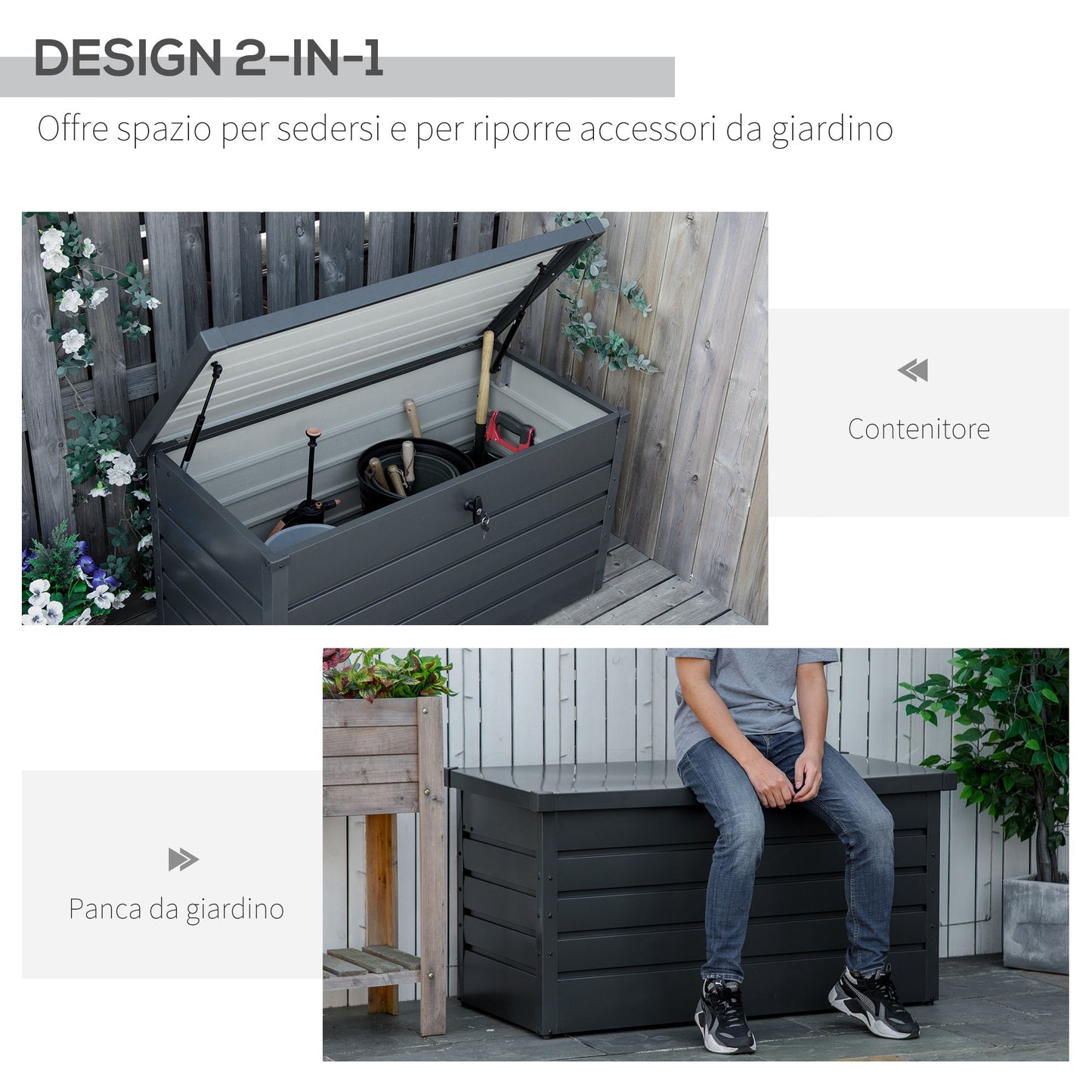 Steel Bench with Storage | Outsunny - Borgè