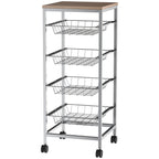 Kitchen Cart with removable steel and wheels, 36.5x36.5x89cm - Borgè