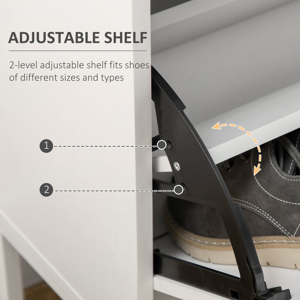 Modern Mobile Mobile for 12 pairs of shoes with 2 limelight and drawer doors, 76x26x110 cm, white - Borgè