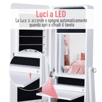 Wardrobe Wardrobe and Trucchi with mirror and LED lighting, white, 30x146x36cm - Borgè