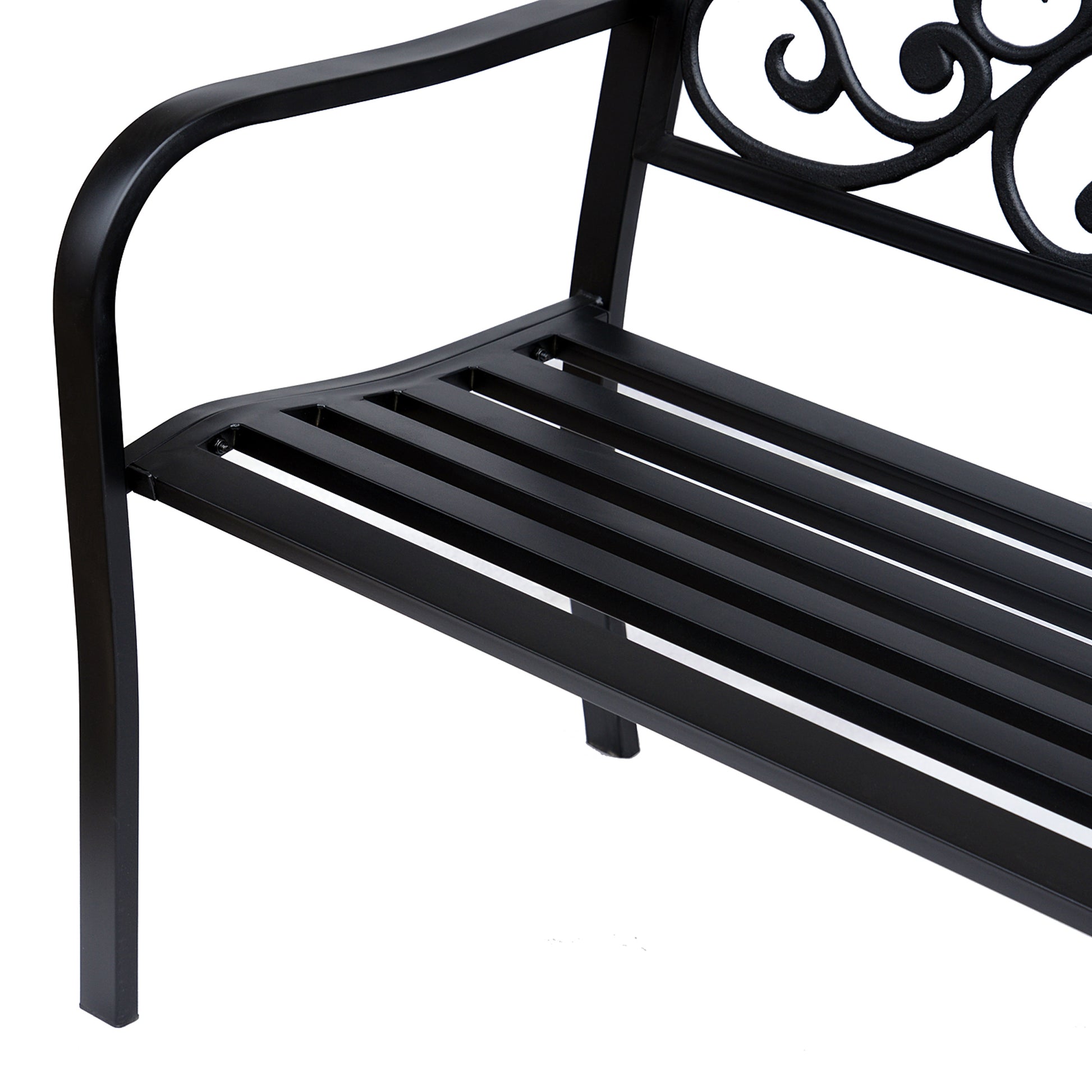 Outsunny Garden bench 2 seats with ice cast iron and metal backrest, 127x60x89cm, black - Borgè