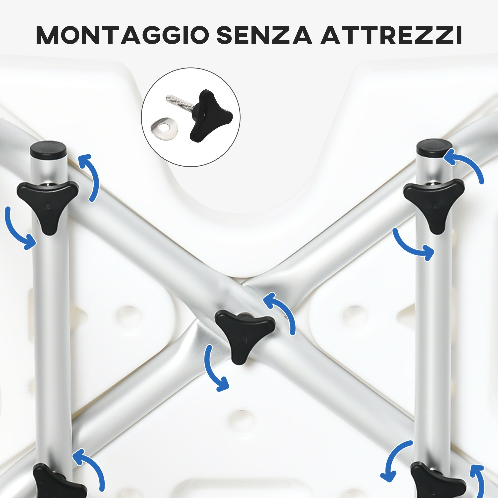 Homcom shower chair for the elderly, disabled and pregnant women padded with U-shaped shape, 54x52x70-82cm, white - Borgè