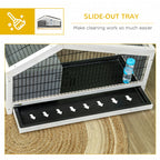 Wooden Rabbit Hutch with House and Open Area for 1 Rabbit, 90x53x50cm, Dark Grey - Borge' Group Limited