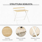Folding Desk Space with Superior Shelf for Room and Office, 81.5x70x84cm, Wood and White Color - Borgè