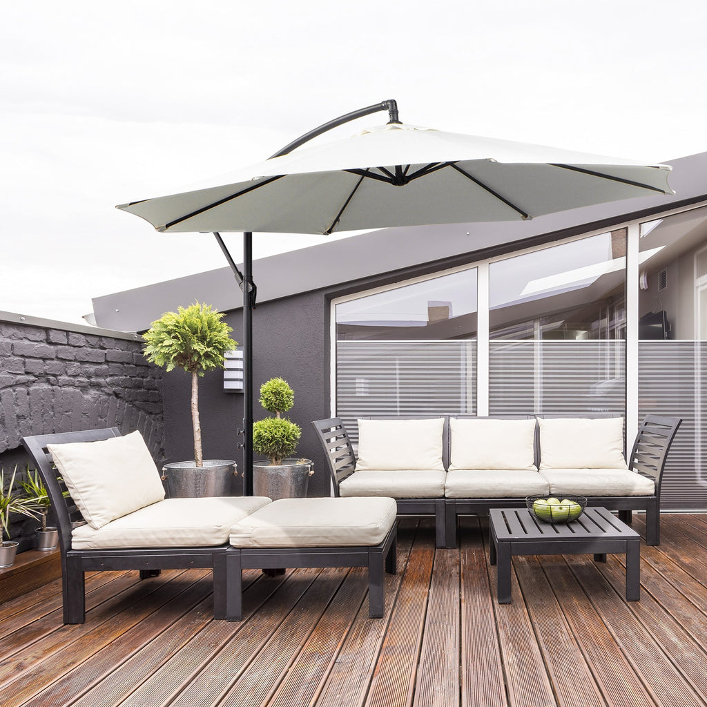Outdoor Umbrella 3x2.5m with Crank, in Steel and Anti-UV Polyester, Cream - Borge' Group Limited