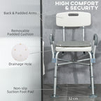 Homcom ADVANTABLE HEIGHT SHOWER SHOW WITH ARMS AND REMOVABLE CUSCIN 53.5X52X80-90 cm, White - Borgè