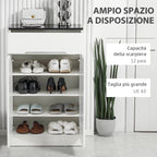 Slim Slim 12 Paia Max for inputs with 3 adjustable shelves and drawer, in white chipboard, 60x32x100 cm - Borgè