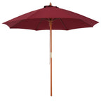 2.5x2.5m Garden Umbrella with Red Polyester Windproof Canopy and Wooden Pole - Borge' Group Limited