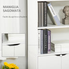 Homonda Modern Library 4 shelves with 2 wooden doors, 59x29x180cm, white - Borgè