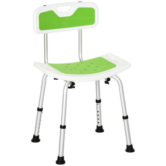 ECARE | Aluminum Shower Chair with adjustable height on 6 levels and curved back | 51.5x49.5x68.5-81 cm
