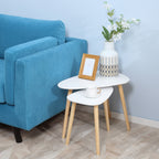 Set 2 Tavolini with a stackable Nordic style tables with wooden legs, white - Borgè