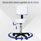 Homcom swivel stool with backrest, adjustable height and 5 -like white -like wheels for home or shop - Borgè