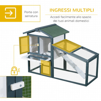 Pawhut cage for rabbits in animal wooden fir wooden door 140x65x100cm - Borgè