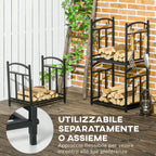 Outsunny outdoor portal and interior at 3 levels separable metal with tools, black hooks - Borgè