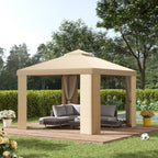 Garden Event Gazebo  3x3m metal with mosquito net and 2 levels in khaki polyester levels - Borge' Group Limited