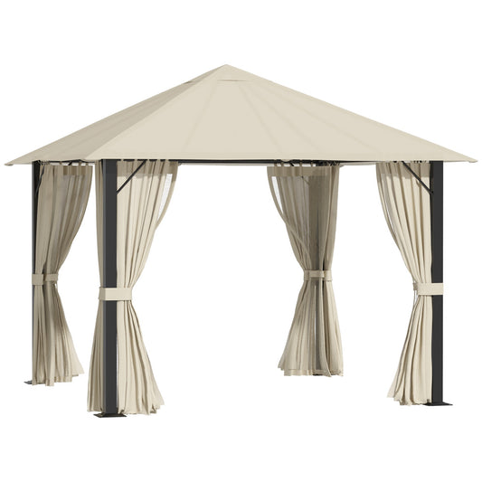 DELTA | Outdoor Garden Gazebo 2.97x2.97m aluminum and steel with air intakes, mosquito nets and curtains