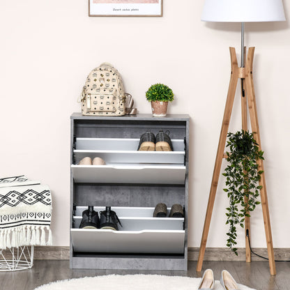 Mobile Mobile SCANDIER WITH 2 ATHI for 8 pairs of shoes, Modern Grey and White Furniture, 62.5x24x81cm