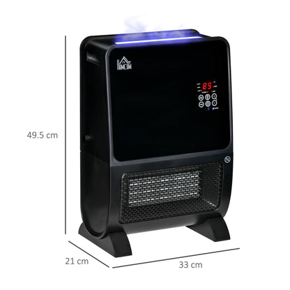 Electric Heater 2 in 1 with humidifier, 3 -colored LED light and ultraviolet, timer and remote control, 33x21x49.5cm - black - Borgè