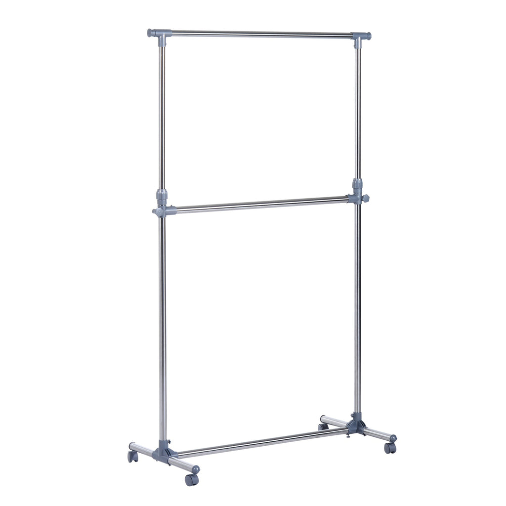 Stenter bend with adjustable height and extension, 4 swivel wheels, stainless steel and ABS, 165x48x180cm - Borgè