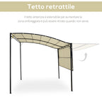 Gazebo Garden Pergola with UV-Proof Fabric Cover and Steel, 3x2.5m, Beige - Borge' Group Limited
