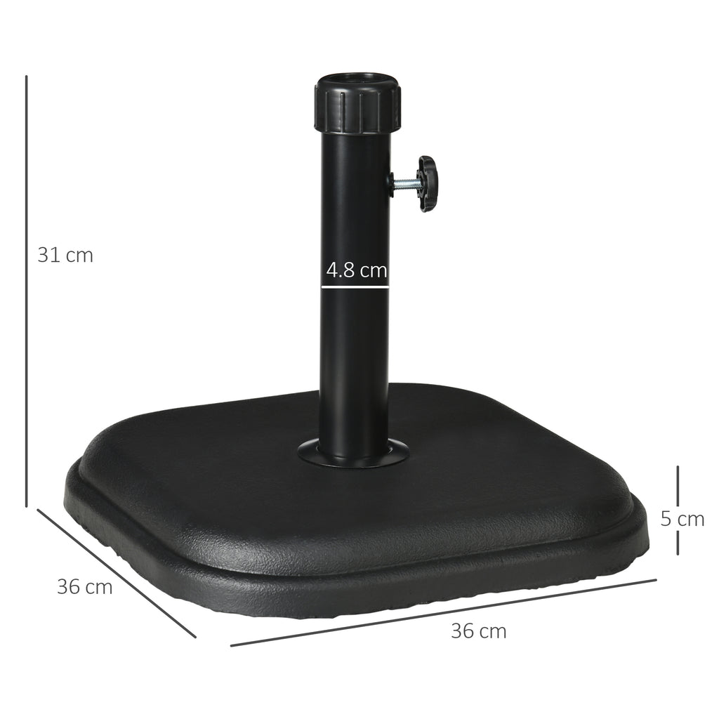 Outsunny base for plastic garden umbrella and 11kg cement, 36x36x31cm, black - Borgè