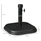 Outsunny base for plastic garden umbrella and 11kg cement, 36x36x31cm, black - Borgè