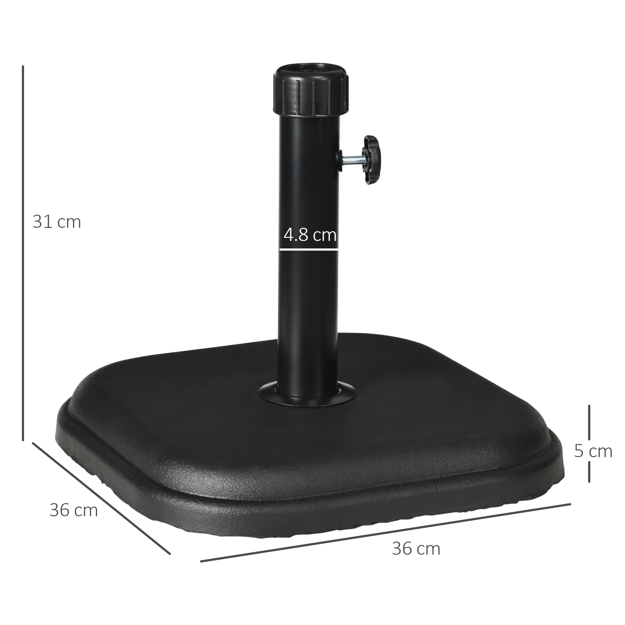 Outsunny base for plastic garden umbrella and 11kg cement, 36x36x31cm, black - Borgè