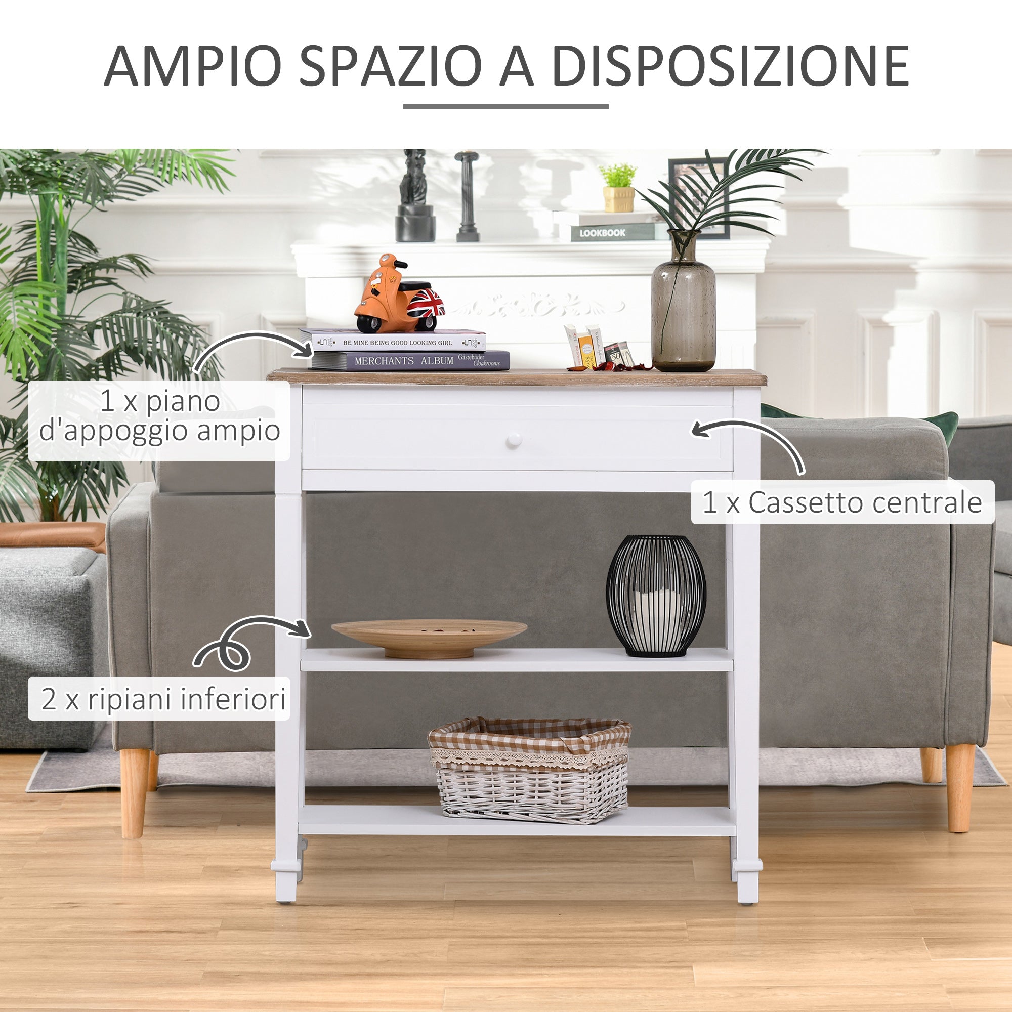 table console with drawer for white entrance - Borgè