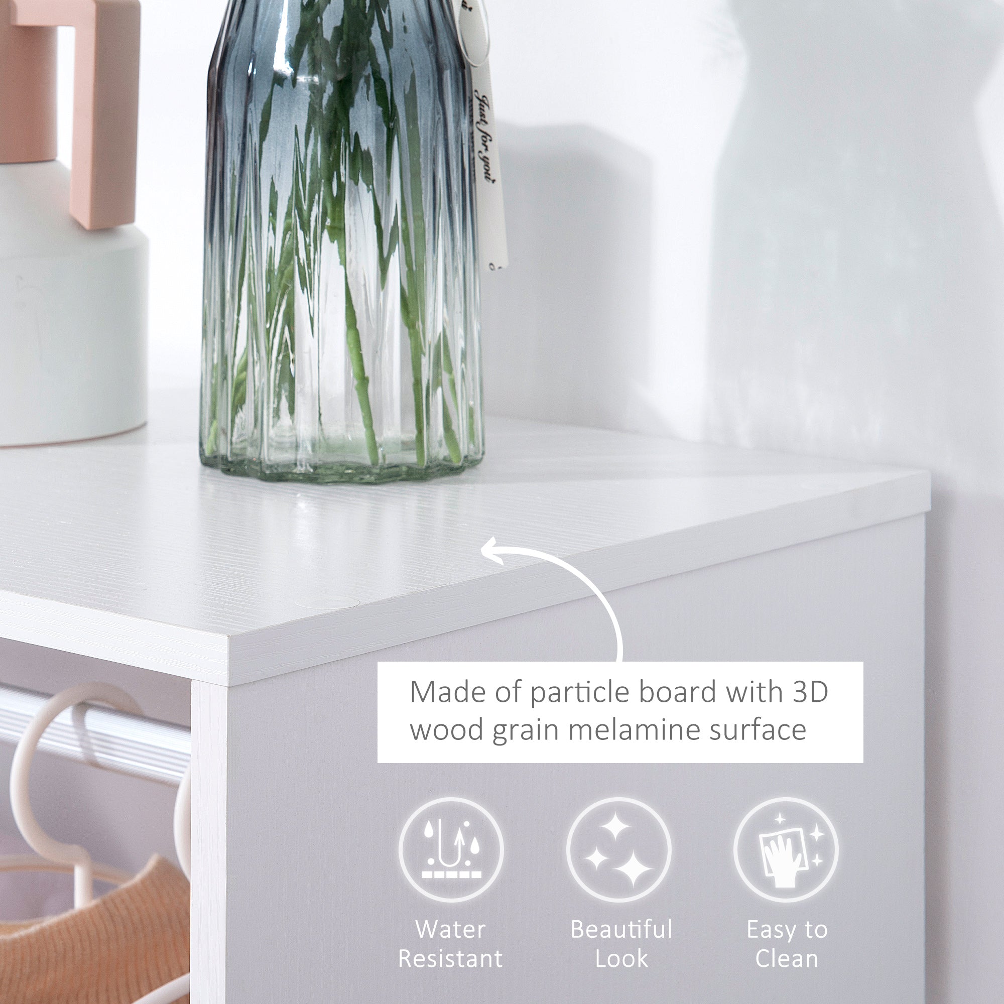 Homcom Mobile Available with aluminum bar and 2 open shelves, in chipboard, 60x40x128 cm, white - Borgè