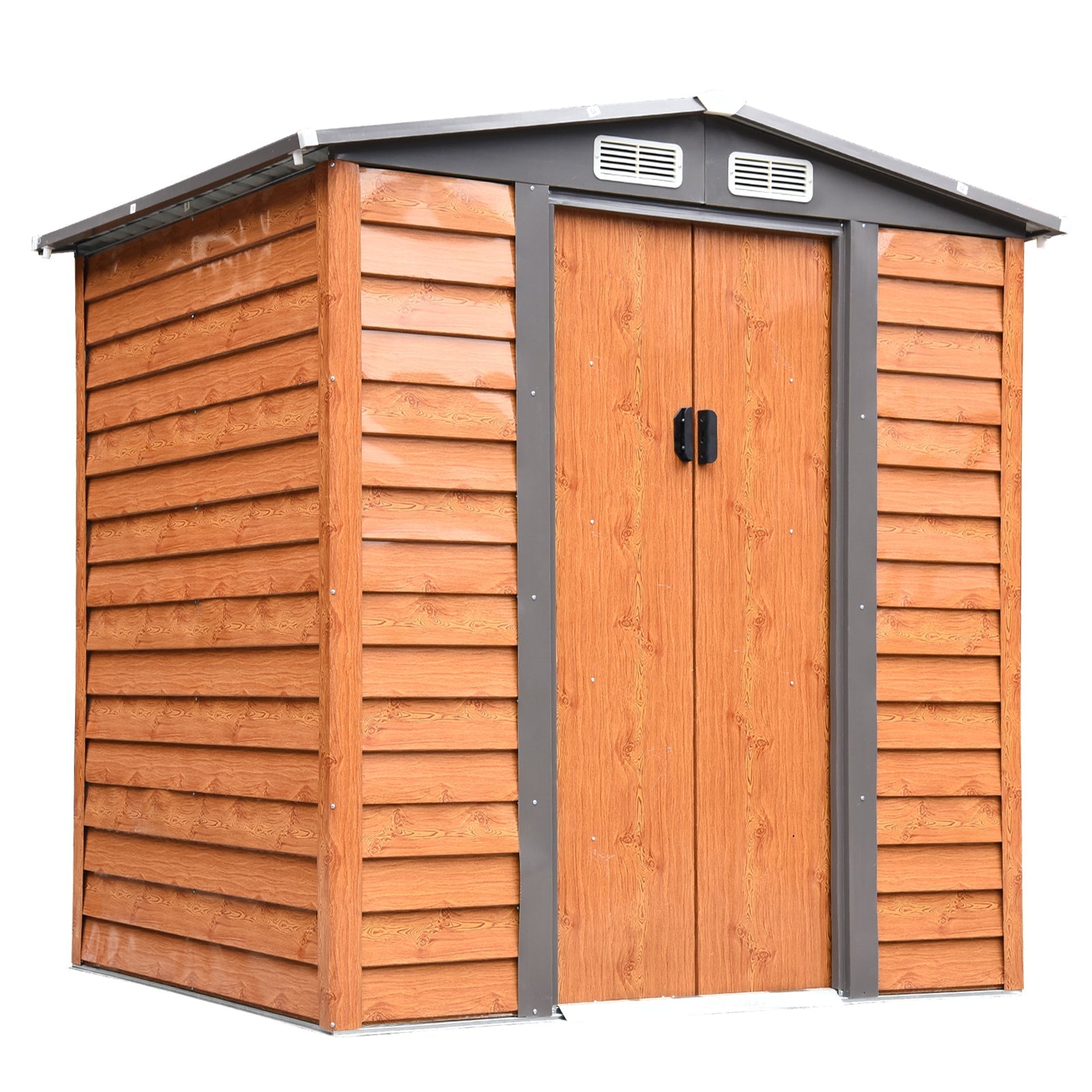 Steel and PP Garden Shed with Air Vents, 197x163x178-200 cm, Brown - Borge' Group Limited