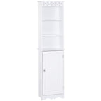 column cabinet for wooden bathroom with white floral carving decoration 40 x 23 x 160 cm - Borgè