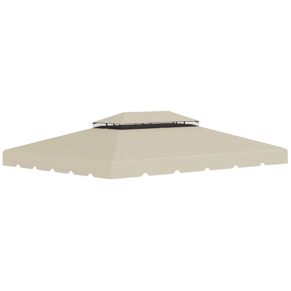 3x4m Garden Gazebo Replacement Canopy with 2 Tier Roof in Beige Polyester - Borge' Group Limited