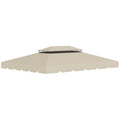 3x4m Garden Gazebo Replacement Canopy with 2 Tier Roof in Beige Polyester - Borge' Group Limited