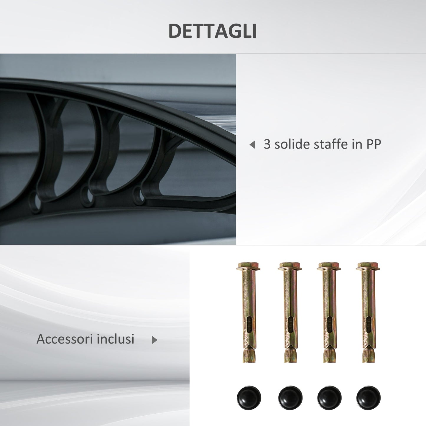 Outsunny Polycarbonate roof anti-UV outdoor doors and windows, 100x80cm - Borgè