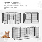 Dog Playpen and Puppy Playpen, Modular Indoor and Outdoor Dog Playpen in Metal and Steel 8 Panels 80x100cm - Borge' Group Limited