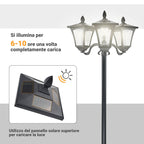Solar Garden Lamp 3 LED Classic Outdoor Floor Lamp IP44 51.5×47×182.5cm - Borge' Group Limited