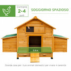 Chicken Coop Laying Cage for Garden Chickens with 2 Drawers, Nest and Waterproof Outdoor Roof in Wood, 150x100x96.5 cm - Borge' Group Limited