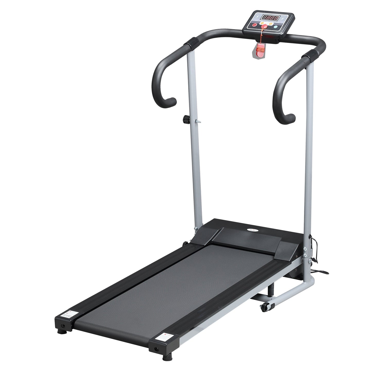 Folding Electric Treadmill Space-Saving and Quiet with Adjustable Speed 1-10km/h and LCD Screen, for Home and Office, 500W, Black - Borgè