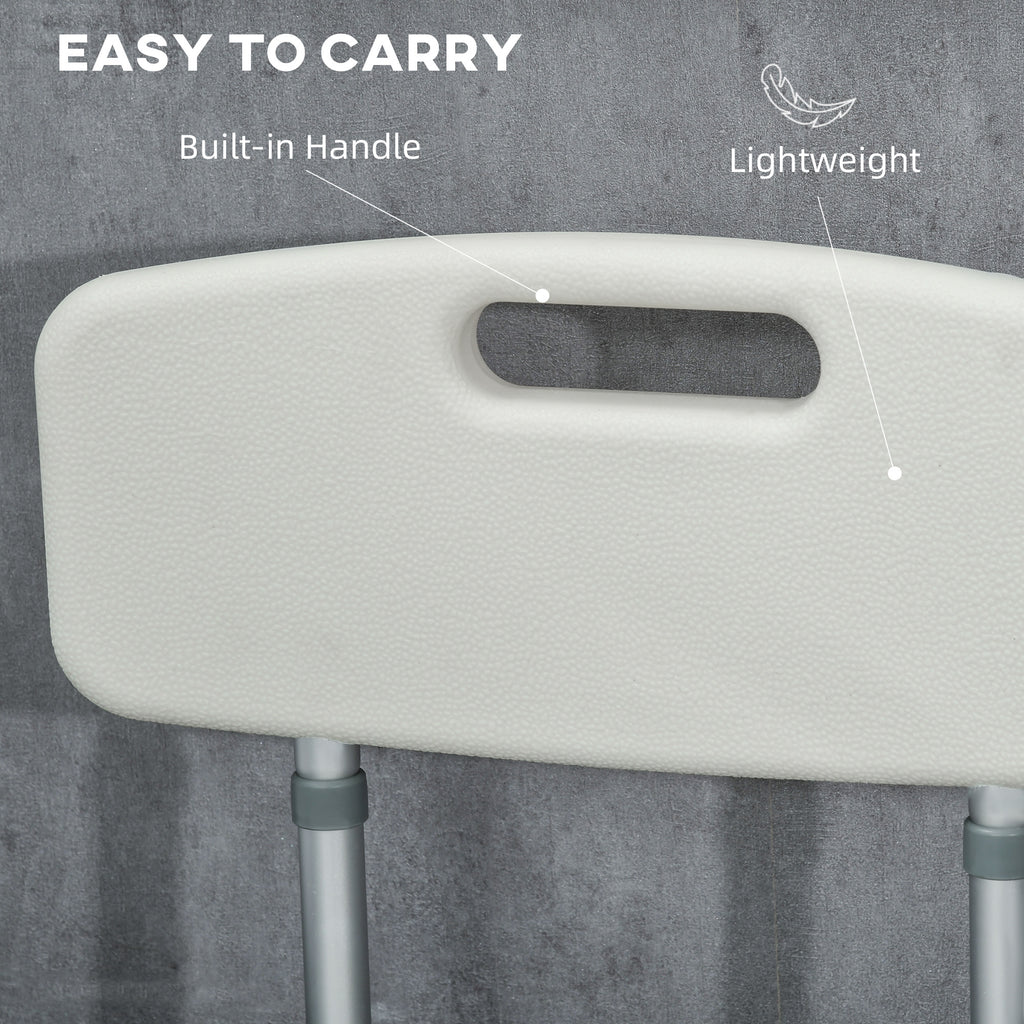 Homcom ADVANTABLE HEIGHT SHOWER SHOW WITH ARMS AND REMOVABLE CUSCIN 53.5X52X80-90 cm, White - Borgè