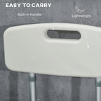 Homcom ADVANTABLE HEIGHT SHOWER SHOW WITH ARMS AND REMOVABLE CUSCIN 53.5X52X80-90 cm, White - Borgè