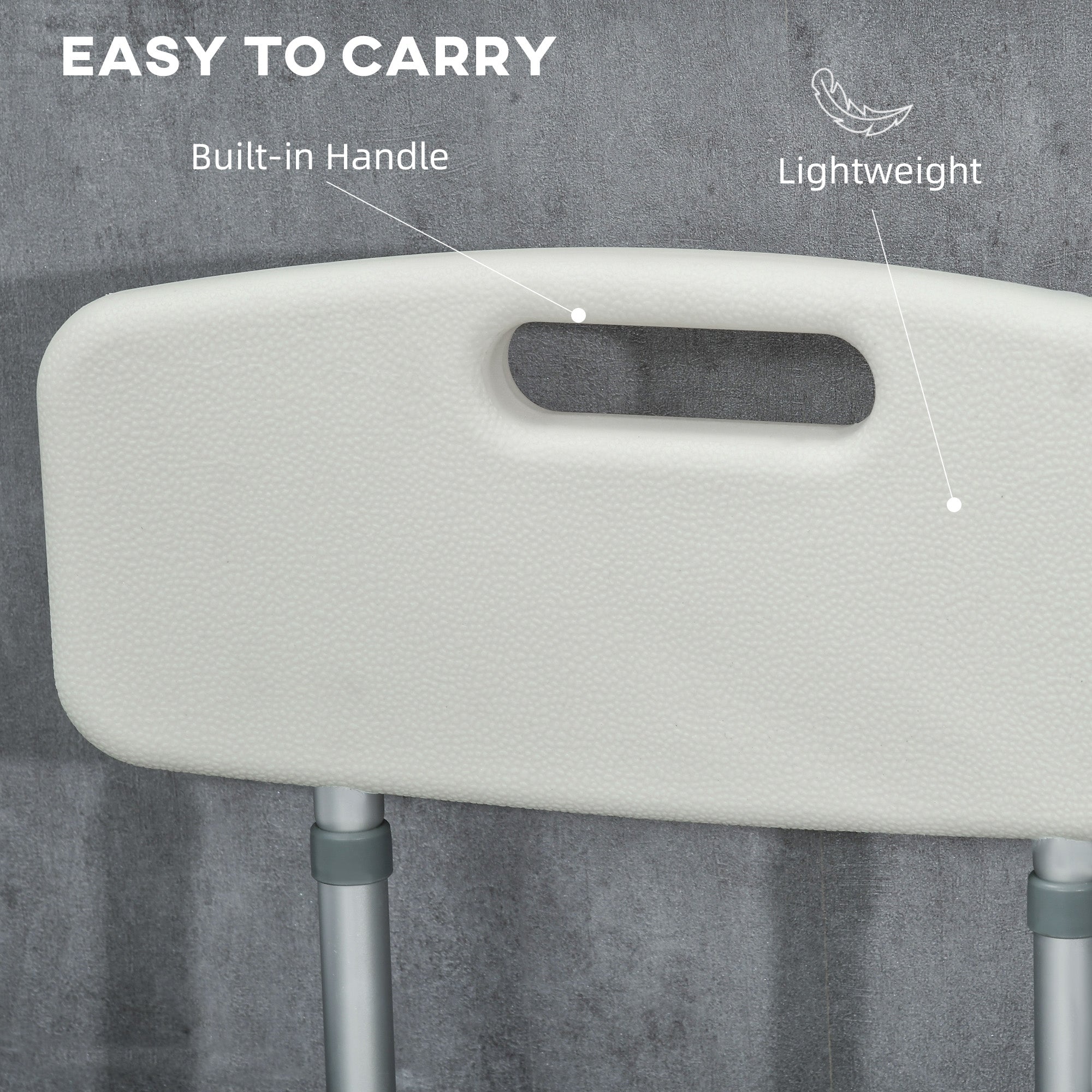 Homcom ADVANTABLE HEIGHT SHOWER SHOW WITH ARMS AND REMOVABLE CUSCIN 53.5X52X80-90 cm, White - Borgè