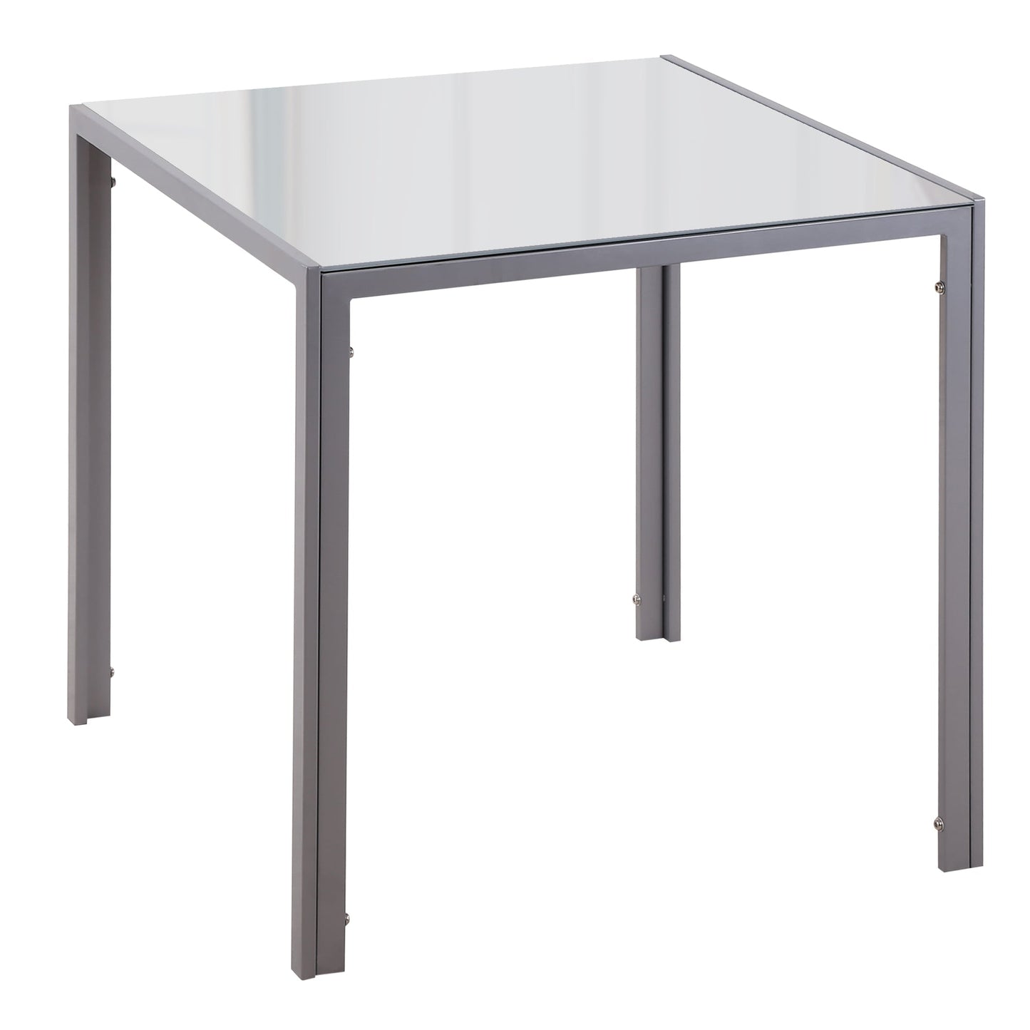 Square Table 4 Seater for Kitchen and Living Room, Modern Table in Metal and Tempered Glass, 75x75x75 cm, Grey - Borgè