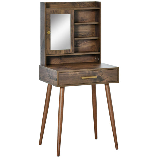 Wooden Vanity / Make -up table with mirror, drawer and 4 shelves | 60x45x134cm