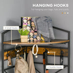 Hanging from angular earth with bench and industrial style shoe rack, 50x50x183cm, brown - Borgè