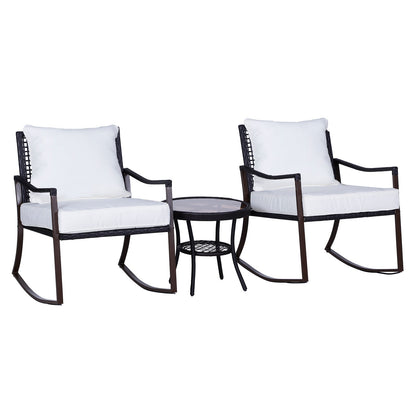 Outdoor Rattan Rocking Armchairs and a Coffee Table | Outsunny - Borgè