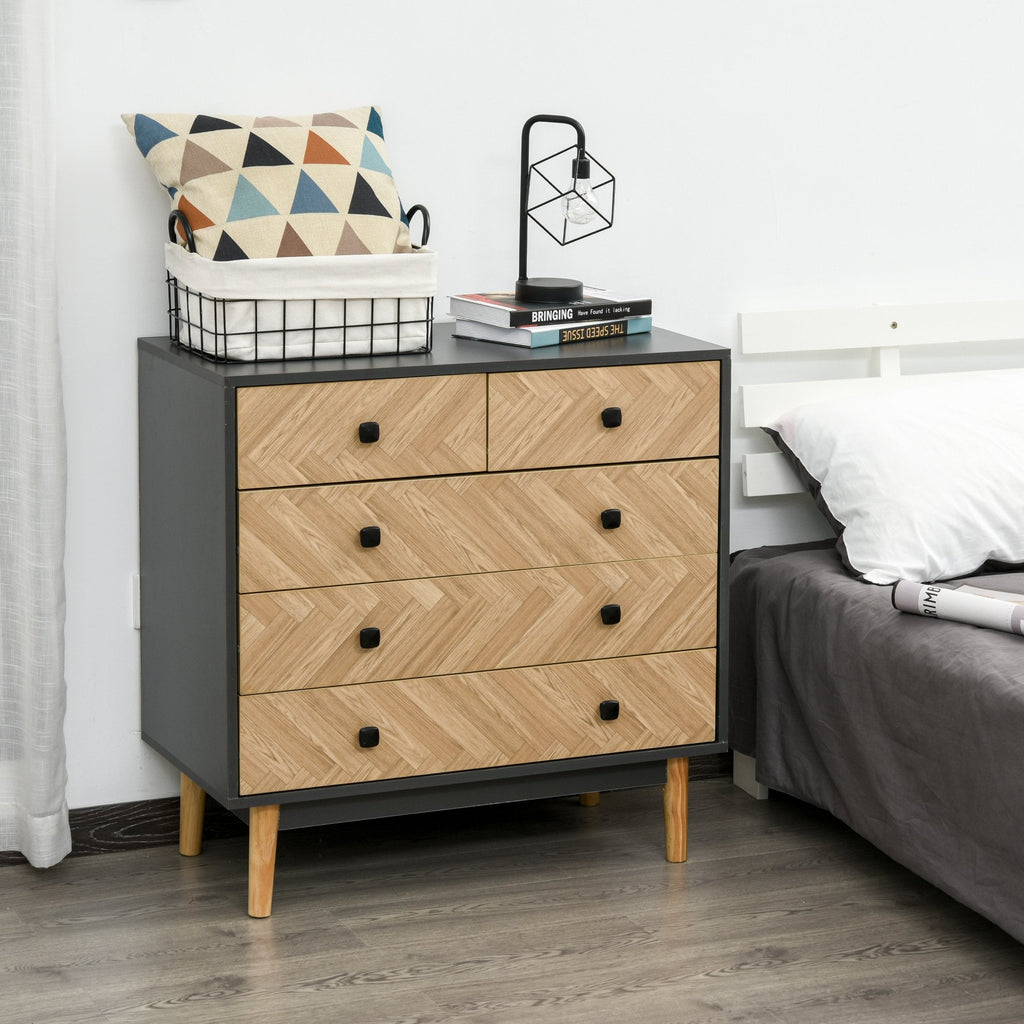 Bedroom chest of drawers with 5 drawers in industrial vintage style - Borgè