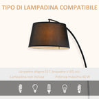 Arch Ground Lamp with fabric lampshade in black pedal switch - Borgè
