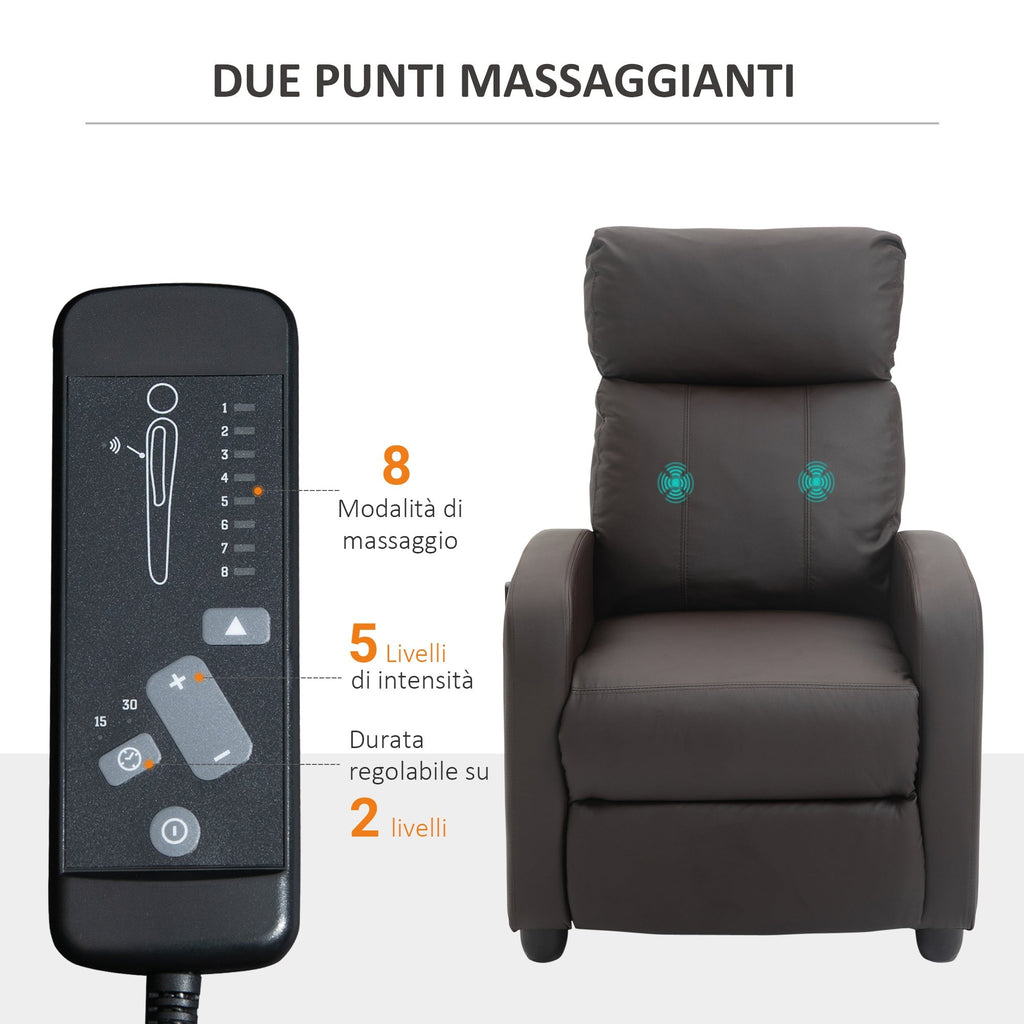 Campaign Relax Massive with 8 modes and 5 intensity, reclining armchair with footrests and remote control - brown - Borgè
